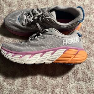HOKA Women's Gray and Pink Running Shoes